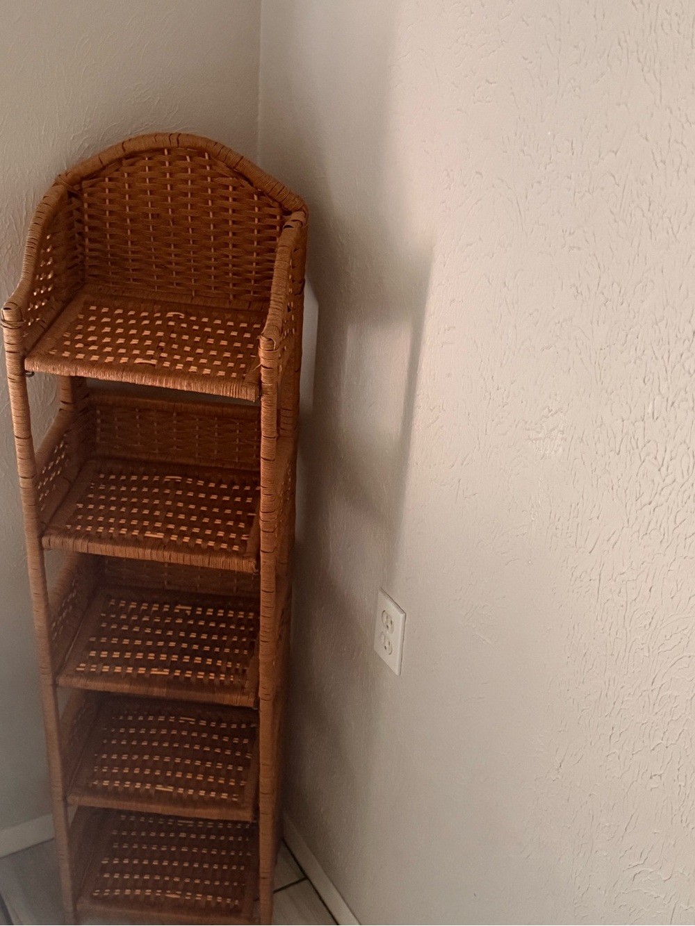 Woven Rattan 5-Tier Storage Shelf - Brown